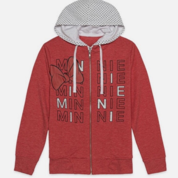 NWT Disney  Minnie Mouse Hoodie Jacket Polka Double Zip Red - Picture 1 of 11
